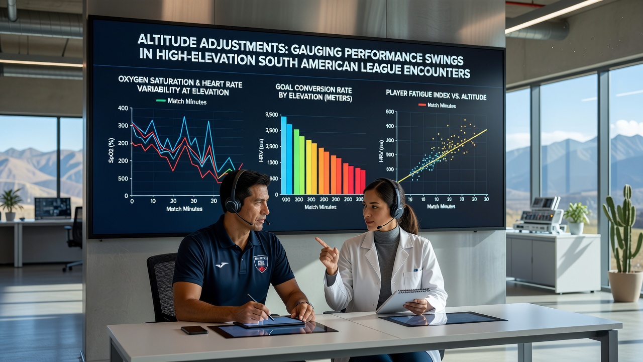 South American football players training at high altitude with medical staff monitoring oxygen saturation levels