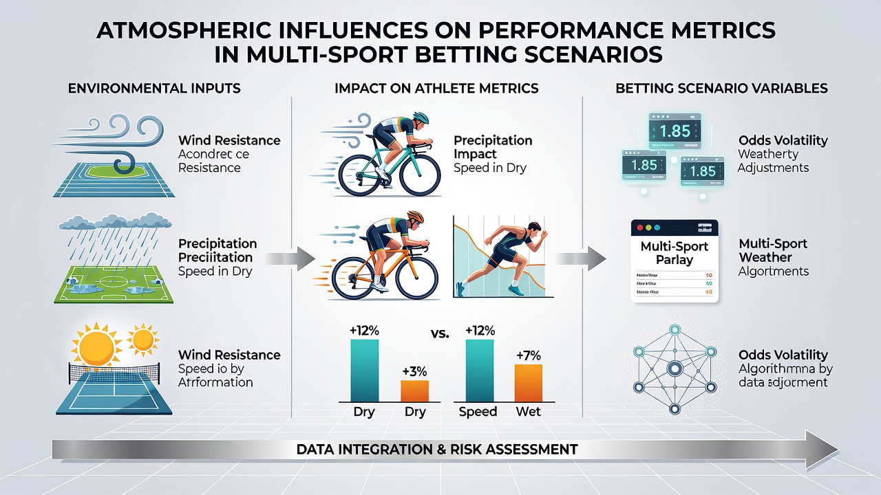 Athletes competing in variable weather during multi-sport events with visible atmospheric effects on performance
