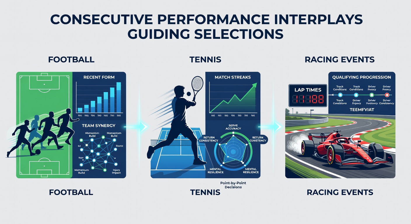Tennis player momentum charts and racing form sequences used for selection guidance