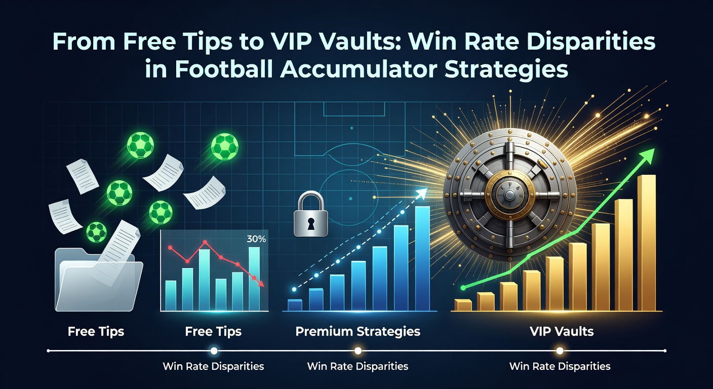 Chart displaying win rate comparisons between free public tips and premium VIP football accumulators over a 12-month period, with trend lines diverging sharply