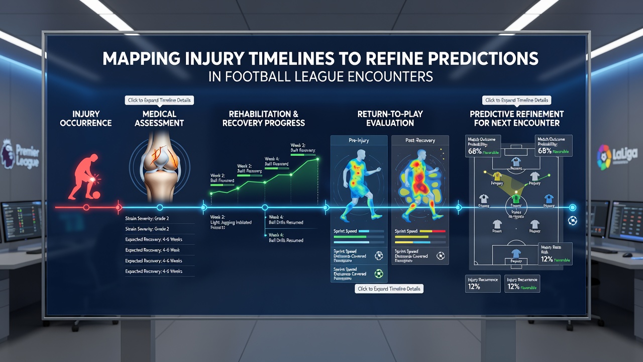 Analyst reviewing injury timeline charts and performance data on multiple screens
