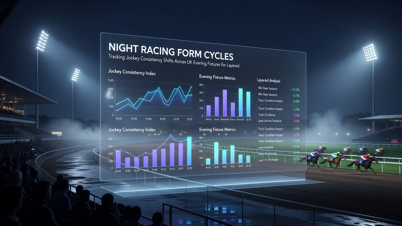 Data charts showing jockey performance trends across evening fixtures