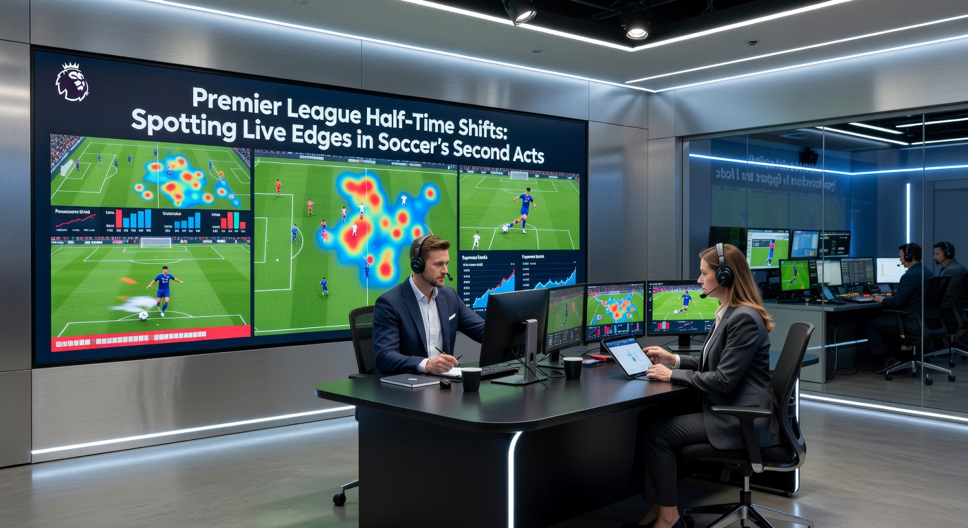 Close-up of a Premier League coach delivering intense half-time instructions to players huddled in the locker room, tactics board in view and determined expressions on faces