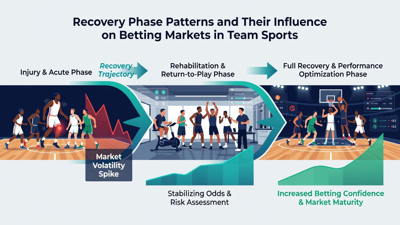 Sports analysts reviewing recovery data dashboards that influence live betting odds in team competitions